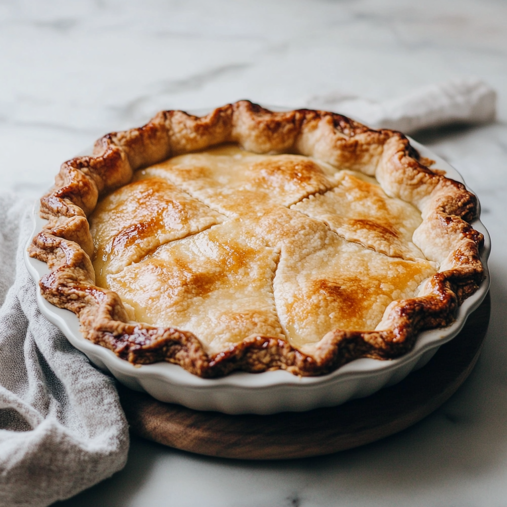 beautifully baked gluten-free pie with a golden, flaky crust and fresh fruit surrounding it